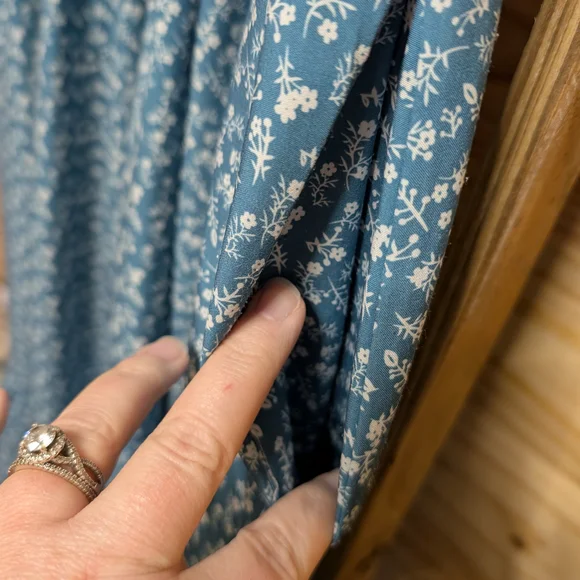 Blue Floral Smocked Dress - Picture 4 of 5